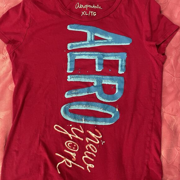 Y2K Aero New York 1/2012 Graphic Hot Pink Shirt Size XL Juniors - Picture 9 of 9